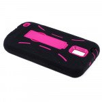 Wholesale Samsung Galaxy S2 / T989 Armor Hybrid Case with Kickstand (Black-Hot Pink)